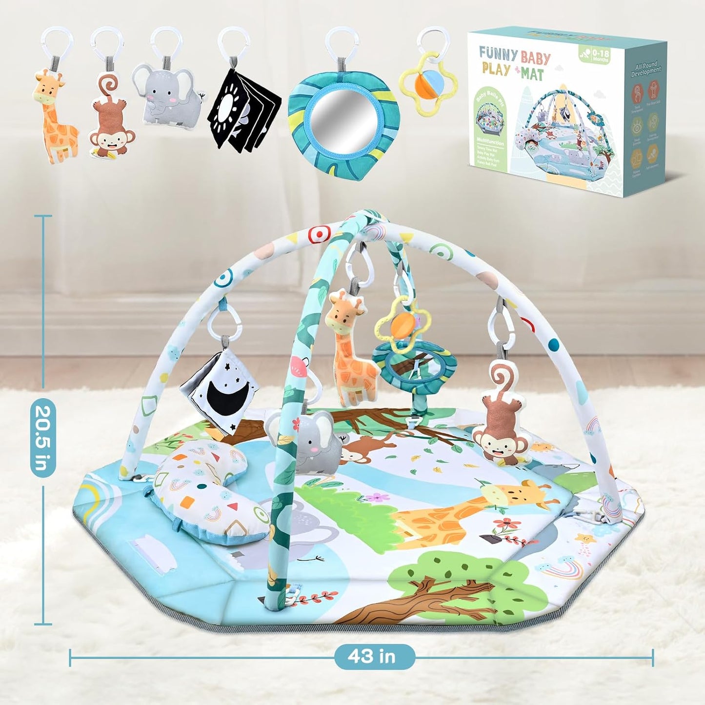8-in-1 baby speelmat & ballenbak activiteitengym met sensorisch speelgoed