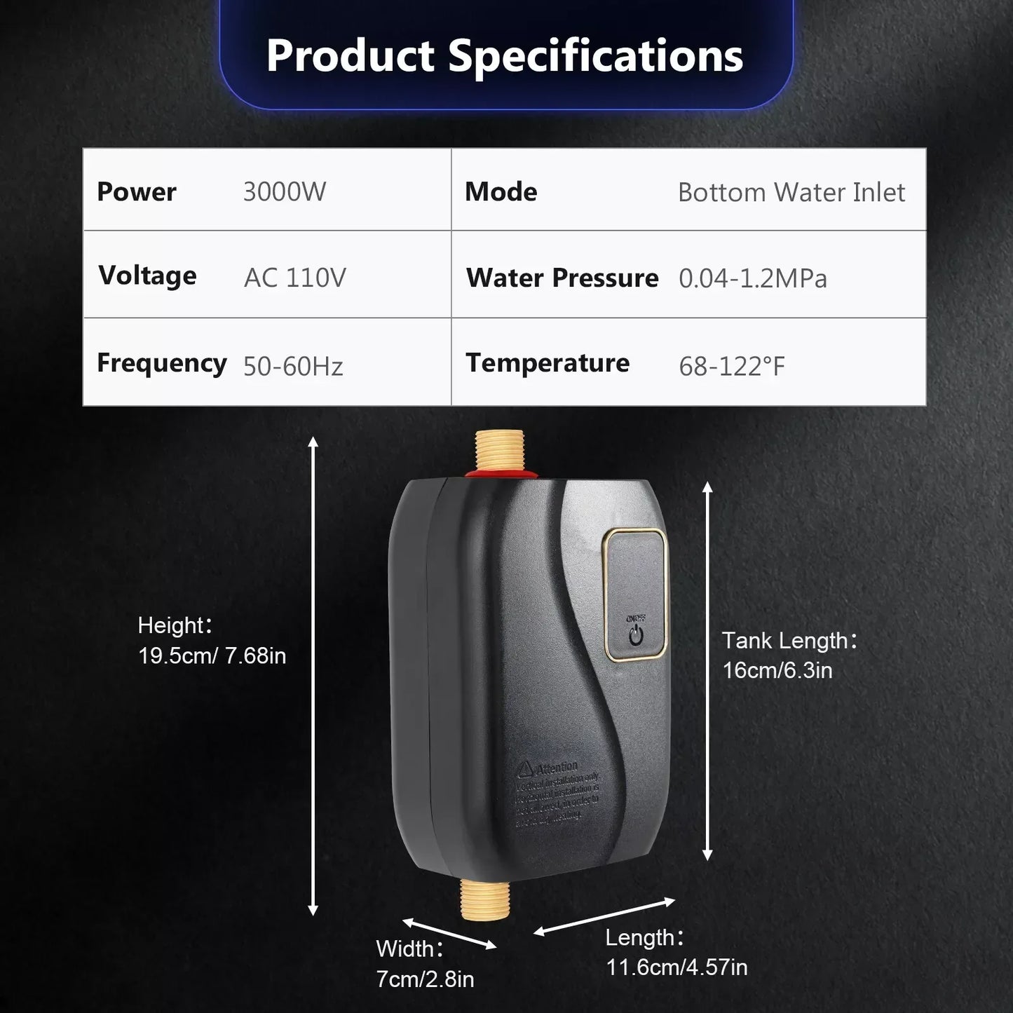 Instant tankloze waterverwarmer compact warmwater op aanvraag systeem