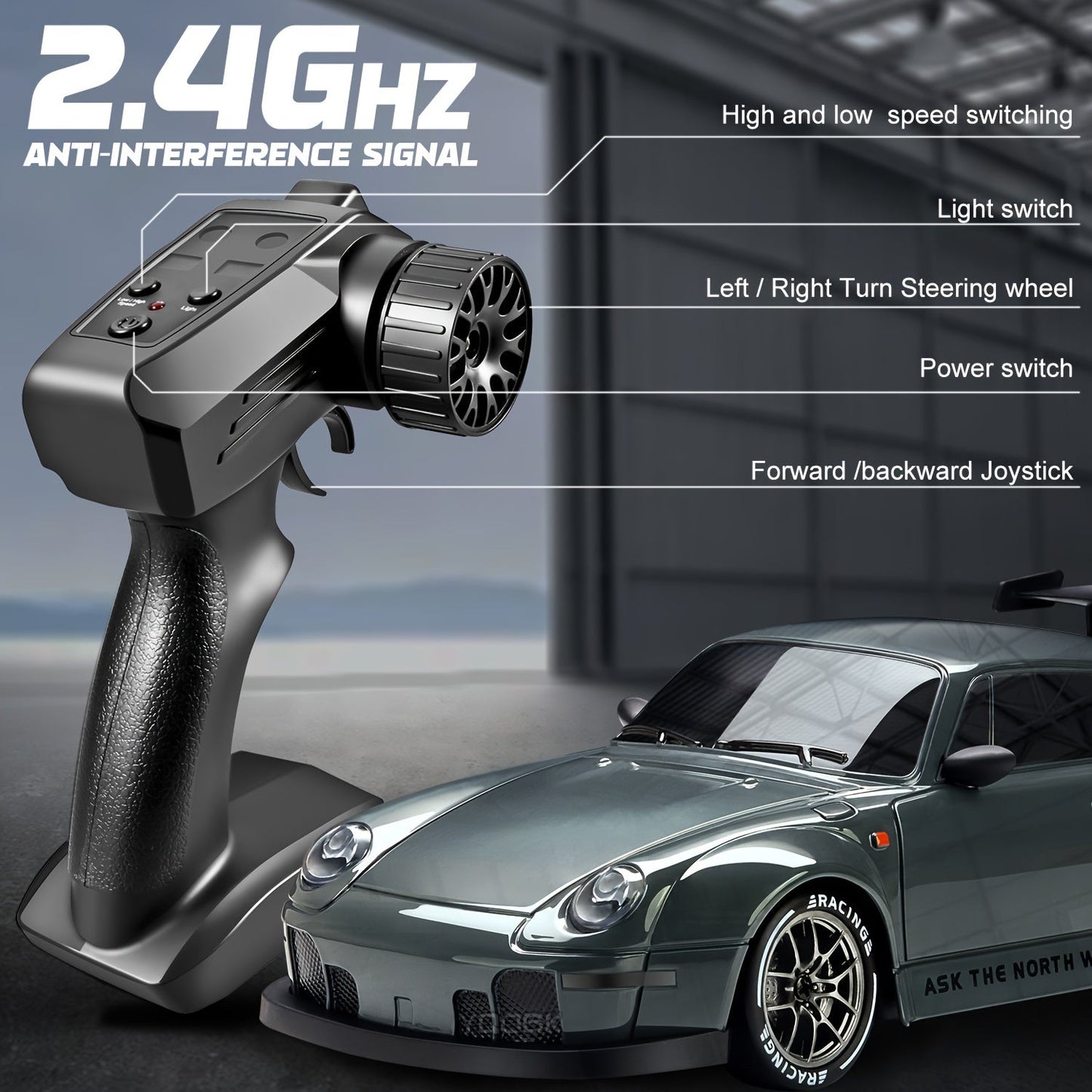 1:24 RC driftauto met LED-wielen en oplaadbare 4WD raceprestaties