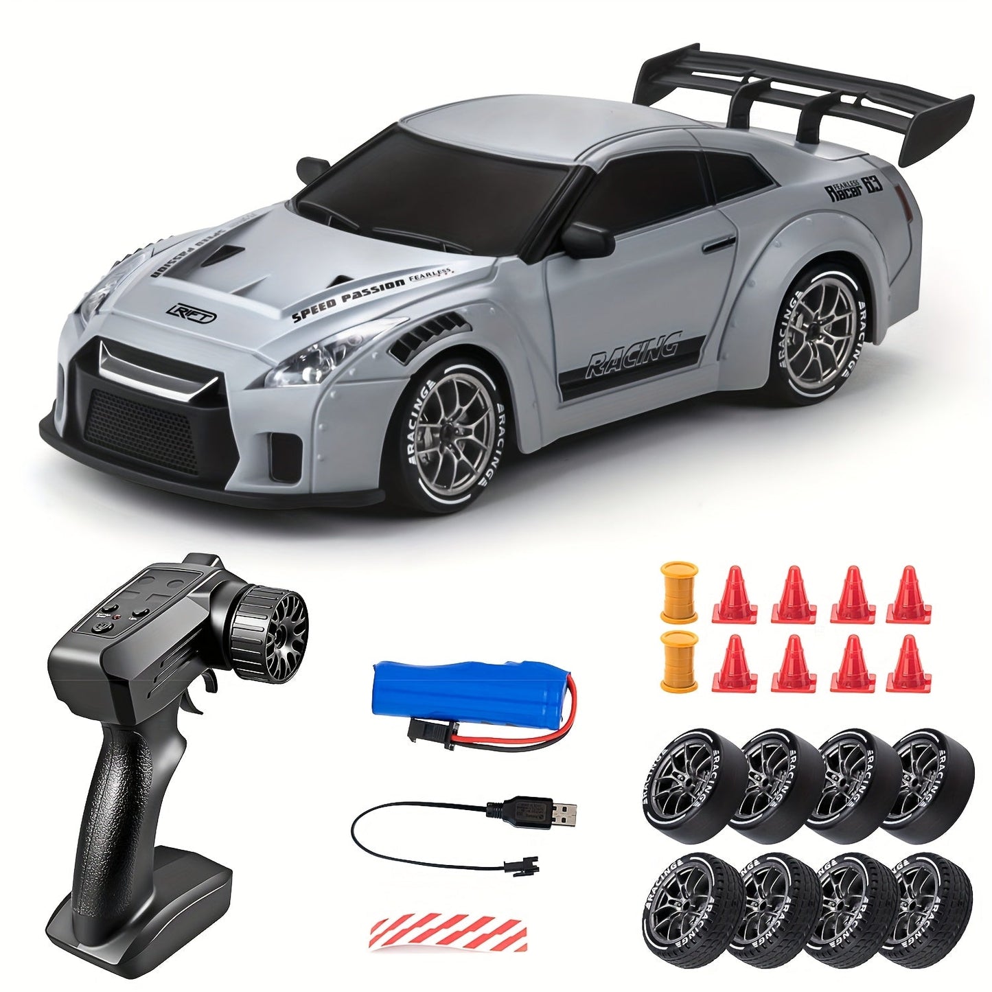 1:24 RC driftauto met LED-wielen en oplaadbare 4WD raceprestaties