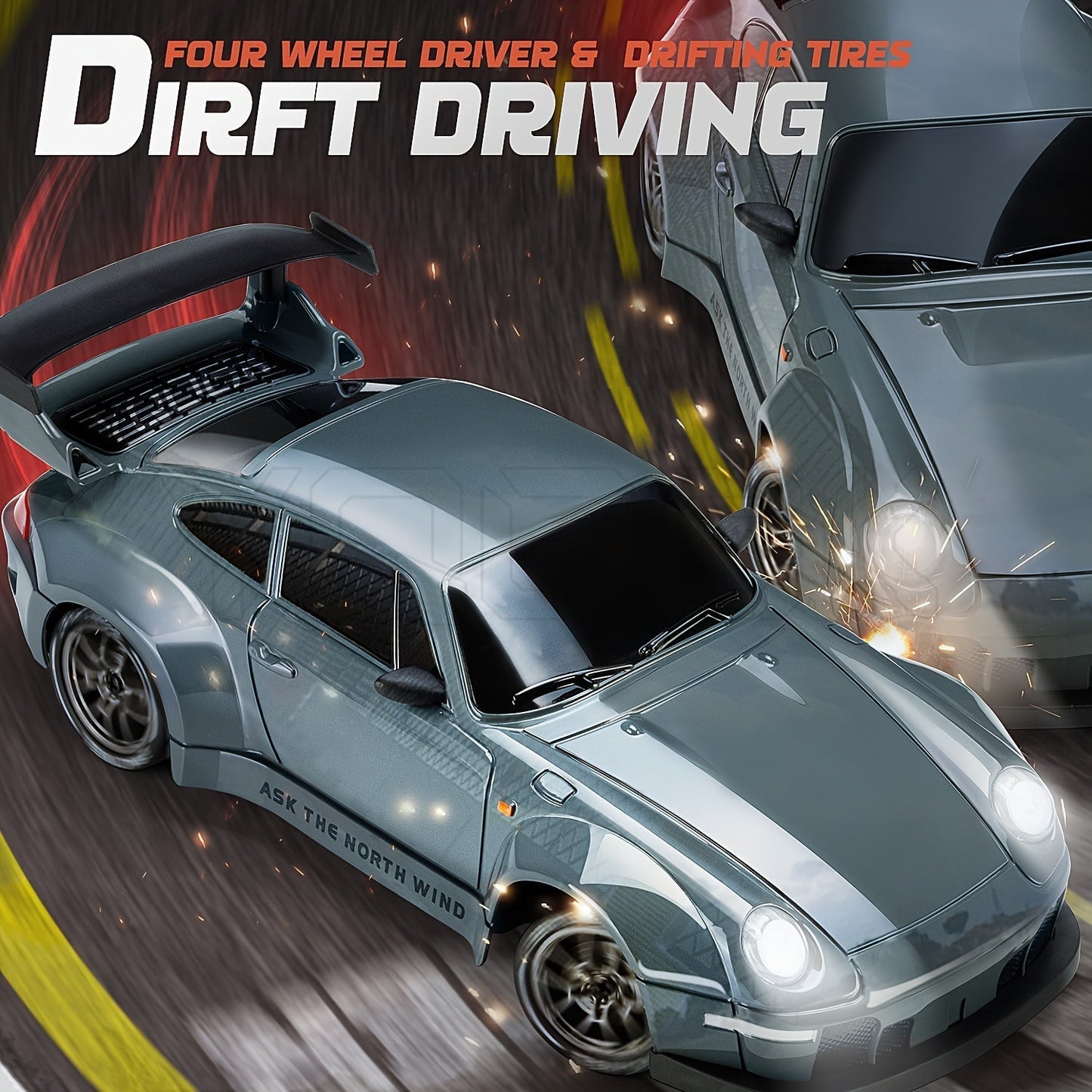 1:24 RC driftauto met LED-wielen en oplaadbare 4WD raceprestaties
