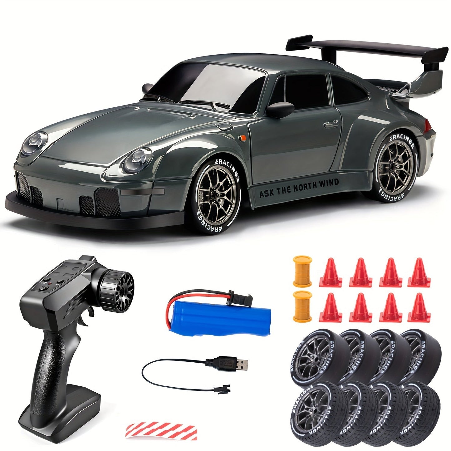 1:24 RC driftauto met LED-wielen en oplaadbare 4WD raceprestaties