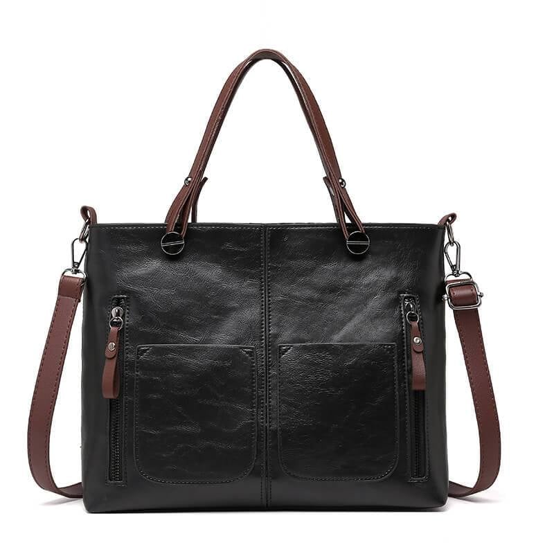 Vintage leren schoudertas voor vrouwen met verstelbare riem en ruim ontwerp
