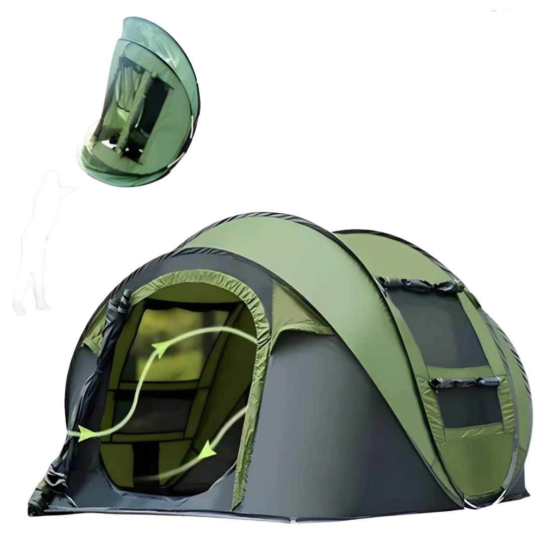 4-Persoons Direct Opzetbare Campingtent - Waterdicht, Lichtgewicht & Makkelijk Op te Zetten