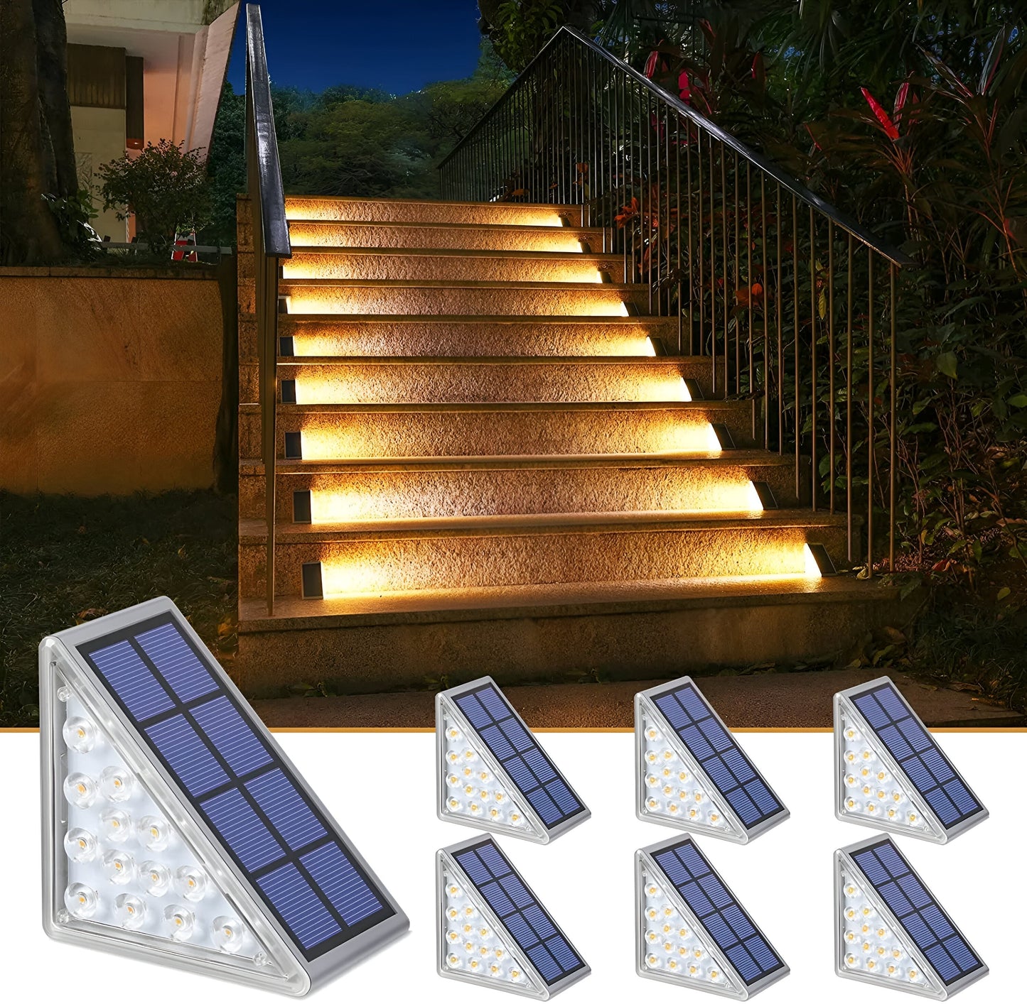 2 Stuks Driehoekige Zonne-energie Stapverlichting Waterdichte LED Buiten Tuinverlichting