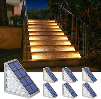 2 Stuks Driehoekige Zonne-energie Stapverlichting Waterdichte LED Buiten Tuinverlichting