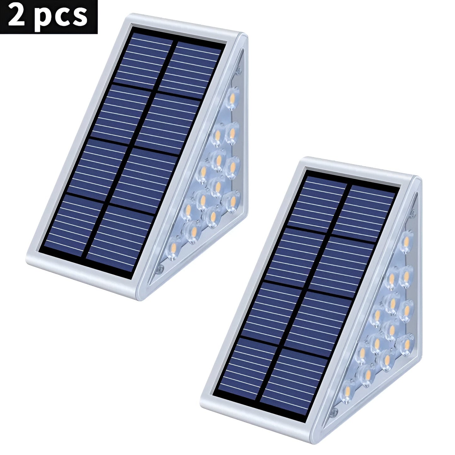 2 Stuks Driehoekige Zonne-energie Stapverlichting Waterdichte LED Buiten Tuinverlichting
