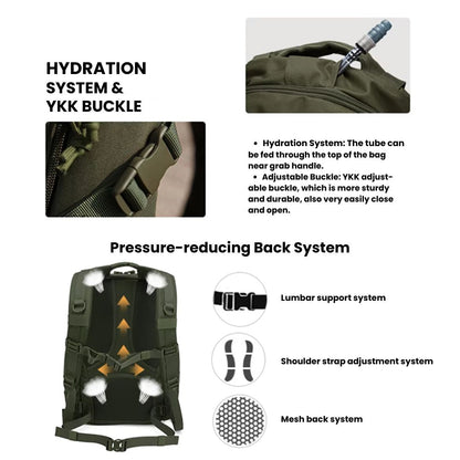 25L tactische rugzak waterbestendig MOLLE rugzak met hydratatievak