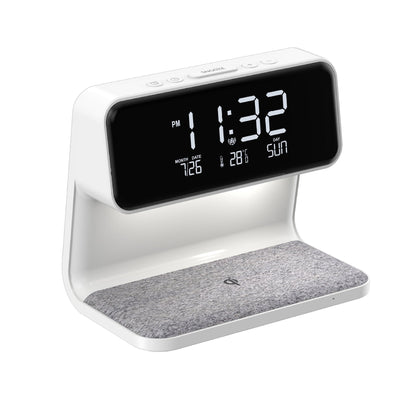 3-in-1 bedlamp met draadloze oplader en wekker