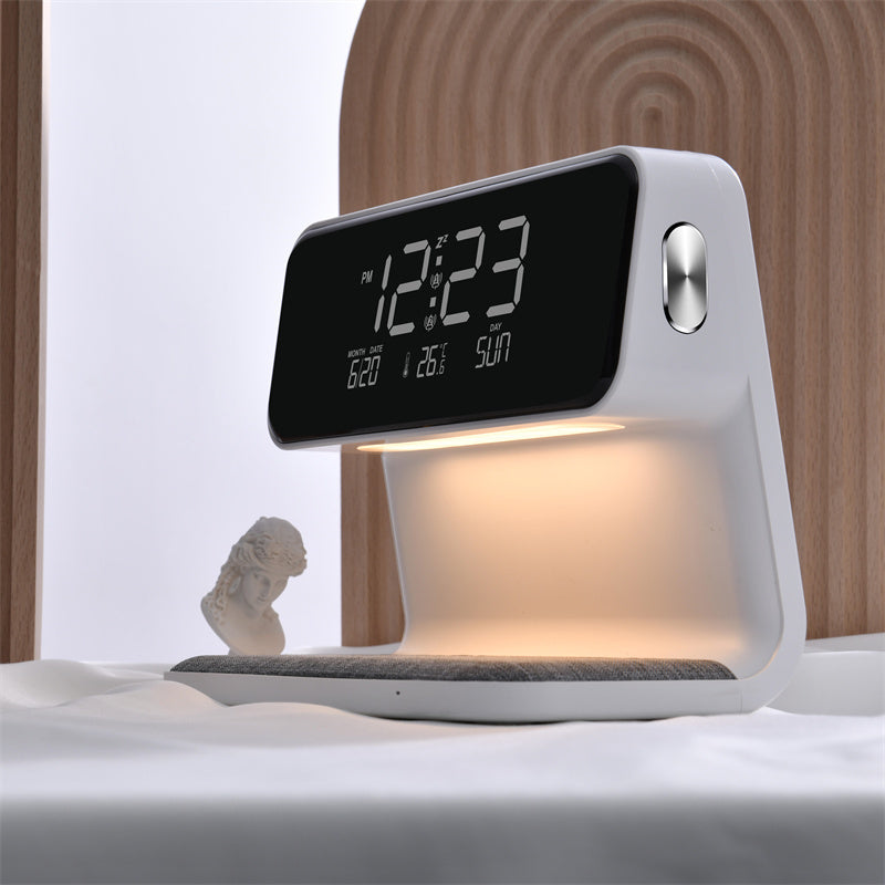 3-in-1 bedlamp met draadloze oplader en wekker
