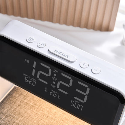3-in-1 bedlamp met draadloze oplader en wekker