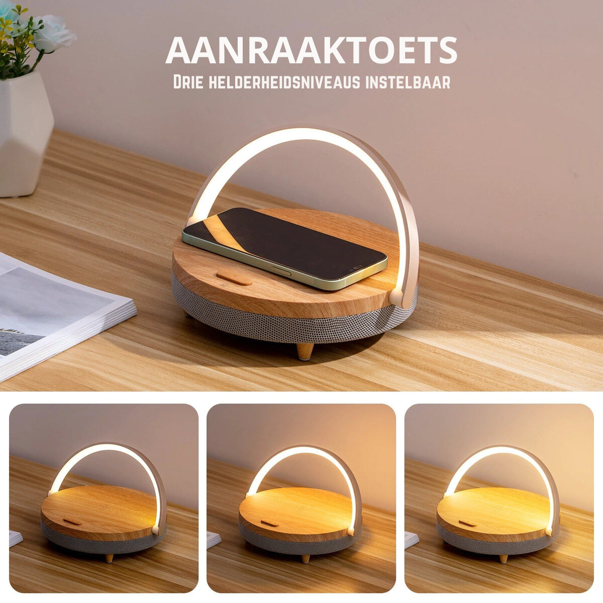 3-in-1 LED-bureaulamp met bluetooth speaker en draadloze oplader