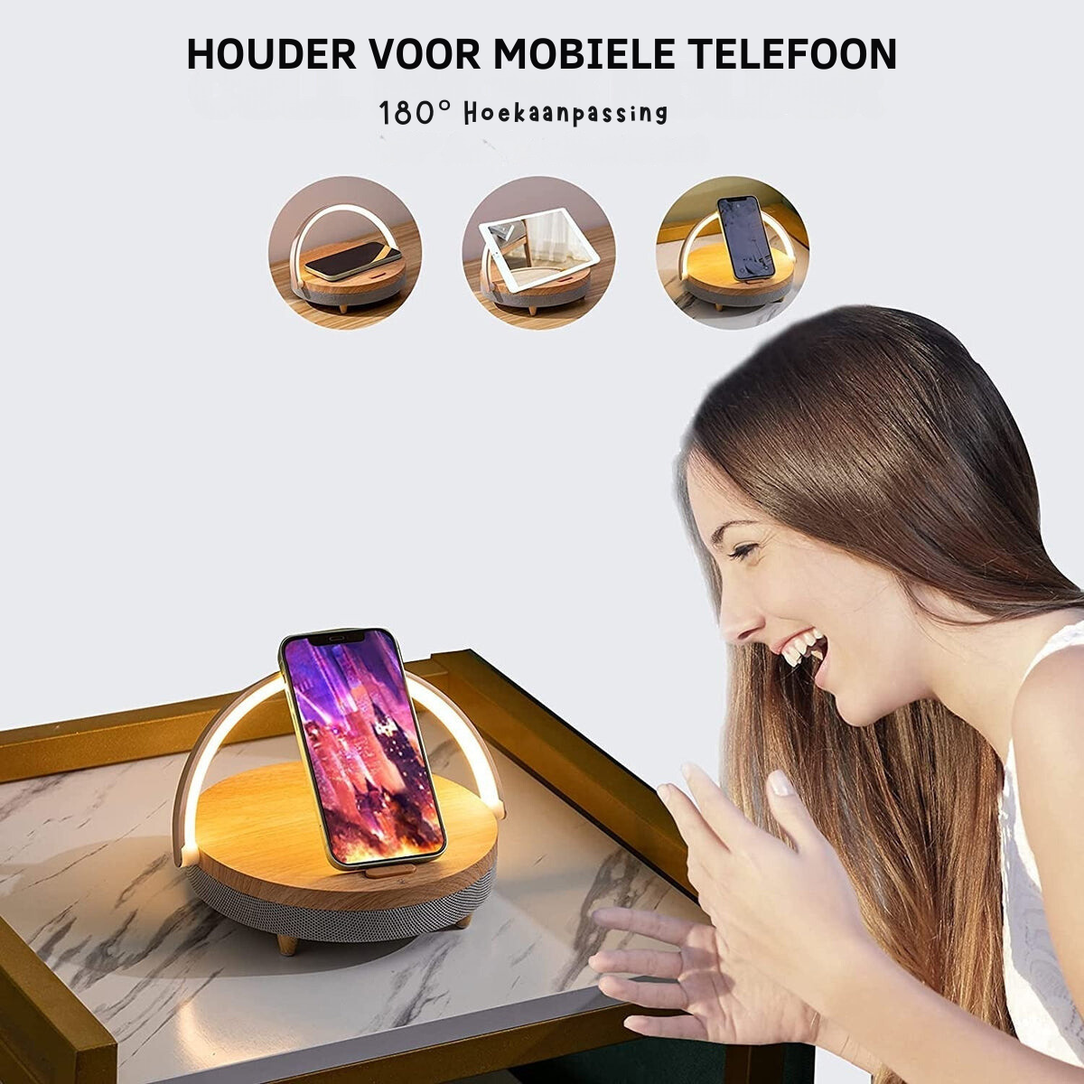 3-in-1 LED-bureaulamp met bluetooth speaker en draadloze oplader