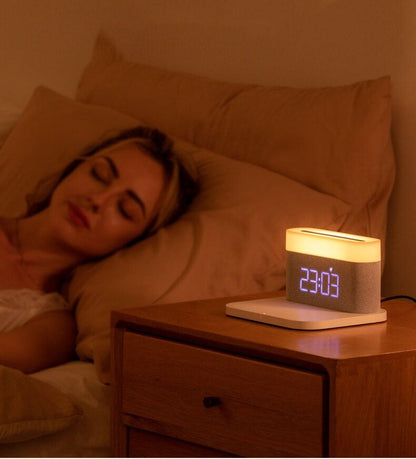 3-in-1 Draadloze Oplader LED Lamp en Digitale Wekker Dock