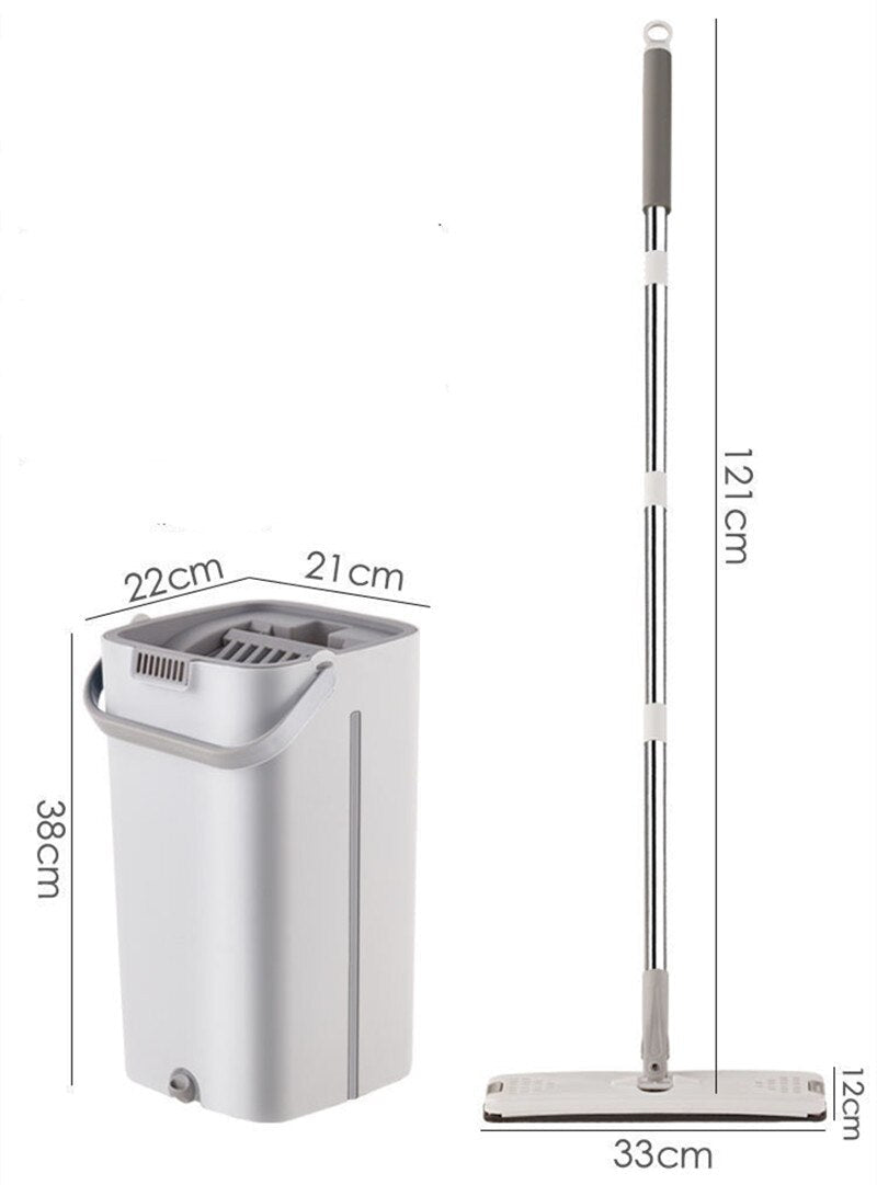 360° mop- en emmerset met aluminium handvat en microvezel pads