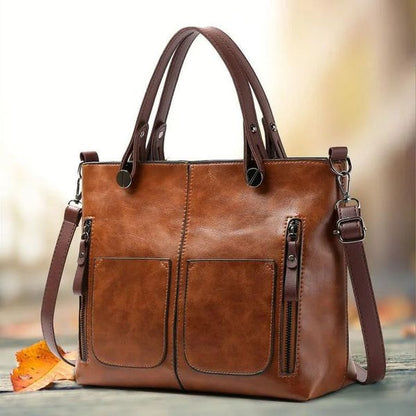 Vintage leren schoudertas voor vrouwen met verstelbare riem en ruim ontwerp