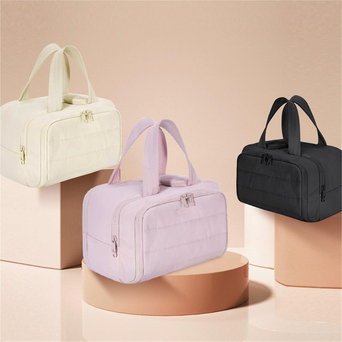 4-in-1 puffy toilettas voor dames grote make-up en huidverzorgingsorganizer