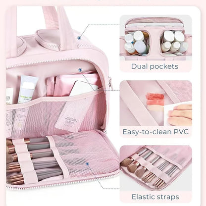 4-in-1 puffy toilettas voor dames grote make-up en huidverzorgingsorganizer
