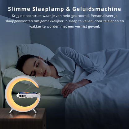 4-in-1 slimme wekker met sfeerverlichting, speaker en draadloze oplader
