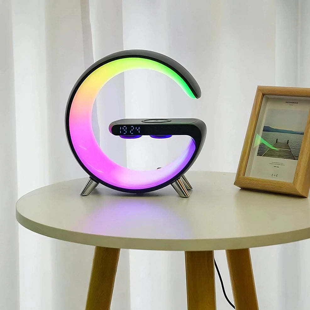 4-in-1 slimme wekker met sfeerverlichting, speaker en draadloze oplader