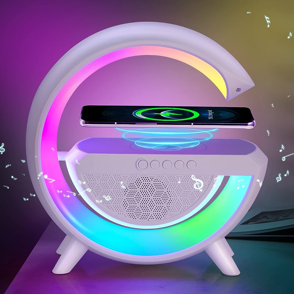 4-in-1 slimme wekker met sfeerverlichting, speaker en draadloze oplader