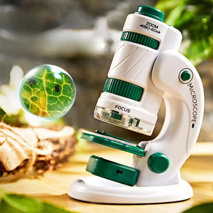 60–180x zoom zakmicroscoop voor kinderen met LED draagbare wetenschapset