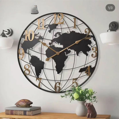 60cm wereldkaart wandklok modern decoratief uurwerk