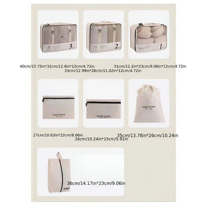 7-delige reispak kubus set compressie organizer tassen