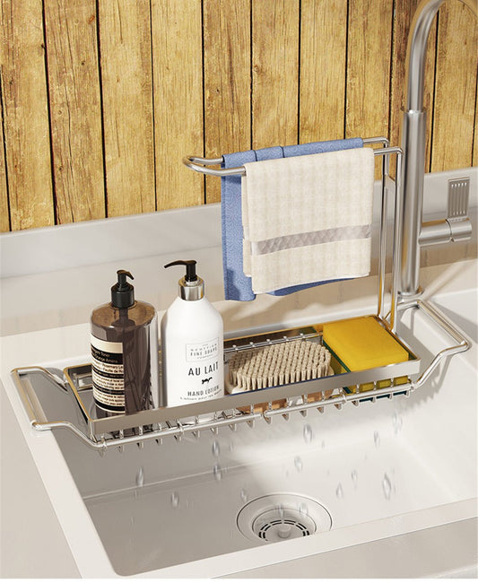 Adjustable Sink Organiser Rack Over Sink Storage Shelf for Kitchen Essentials