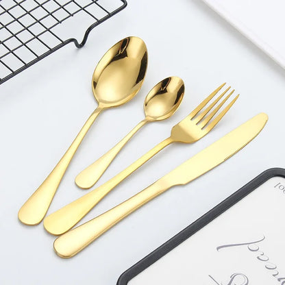 Gouden bestekset roestvrij staal elegante dinerset