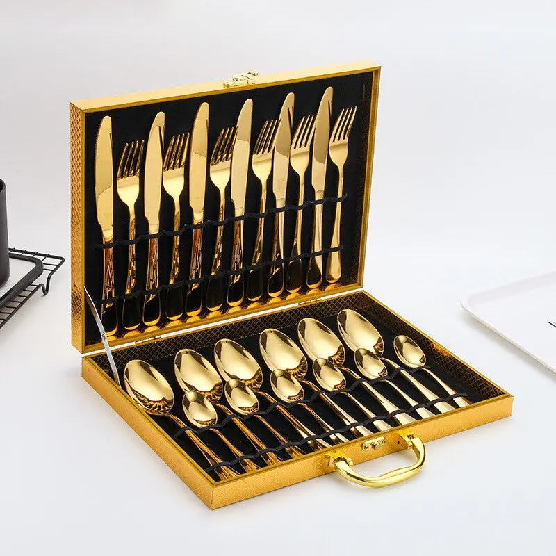 Gouden bestekset roestvrij staal elegante dinerset