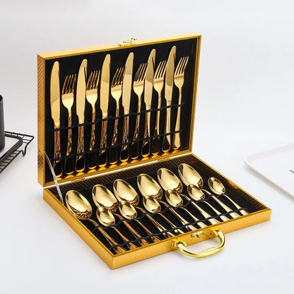 Gouden bestekset roestvrij staal elegante dinerset