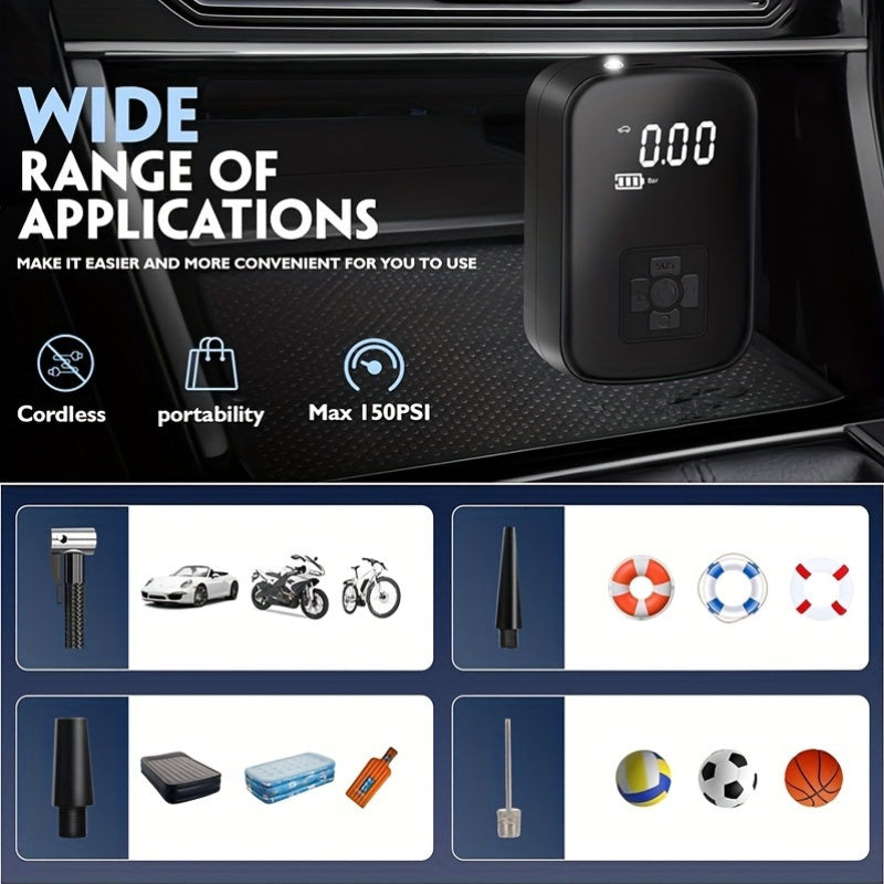 AirPump Pro draagbare luchtcompressor met digitaal display en LED-licht