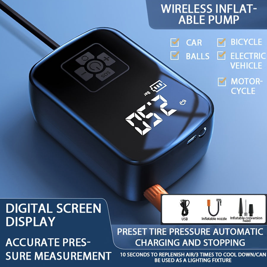 AirPump Pro draagbare luchtcompressor met digitaal display en LED-licht