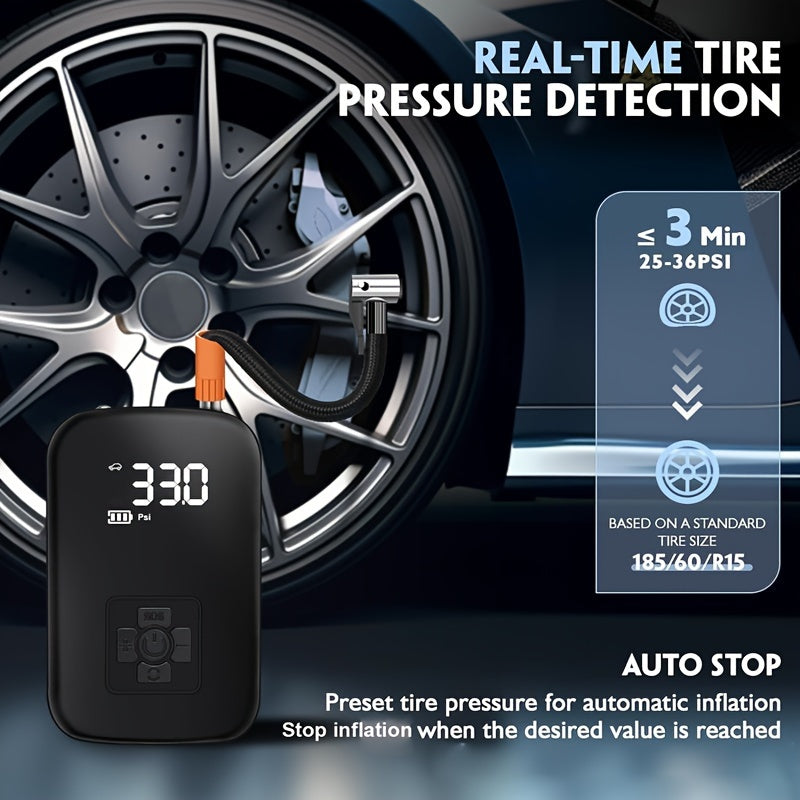 AirPump Pro draagbare luchtcompressor met digitaal display en LED-licht