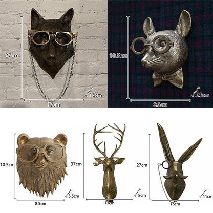 Dierenkop wanddecoratie stijlvolle speelse resin wandkunst