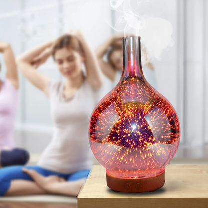 AromaBurst 3D glazen essentiële olie diffuser met LED-licht