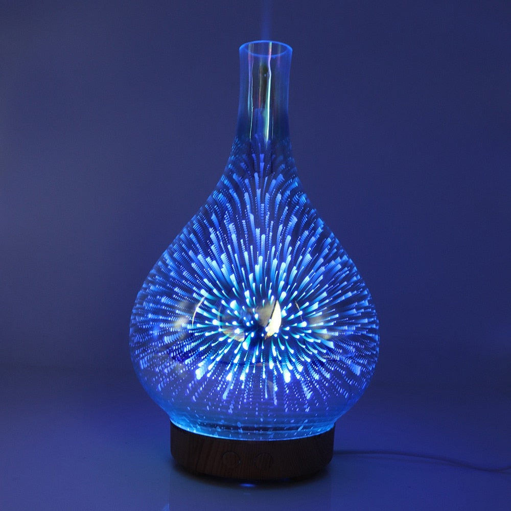 AromaBurst 3D glazen essentiële olie diffuser met LED-licht