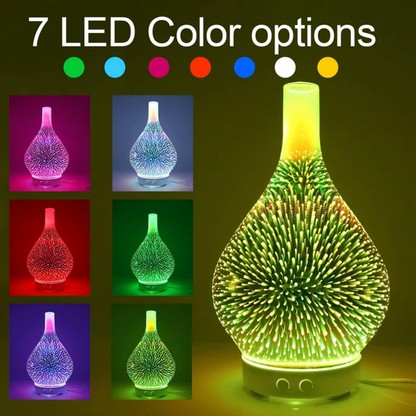 AromaBurst 3D glazen essentiële olie diffuser met LED-licht