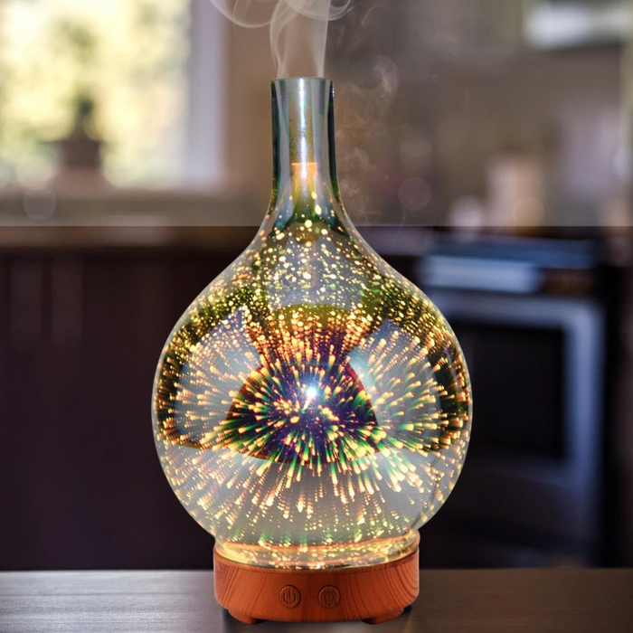 AromaBurst 3D glazen essentiële olie diffuser met LED-licht