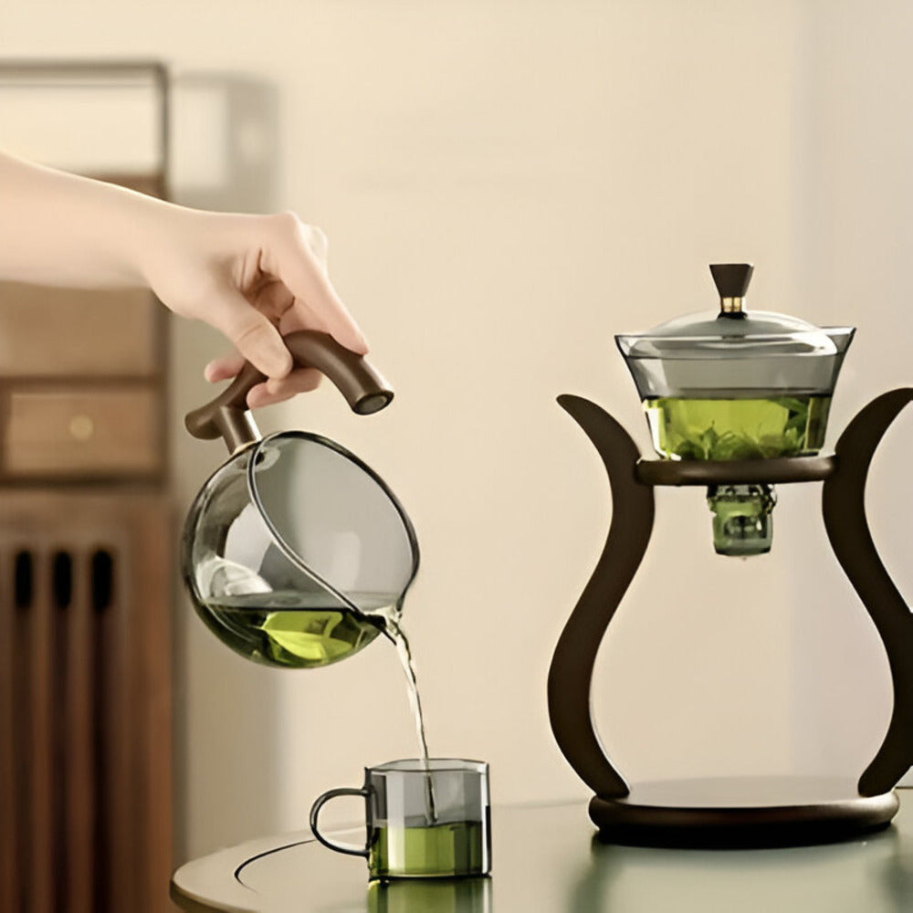 Artisan magnetische glazen theepotset met infuser druppelvrij ontwerp