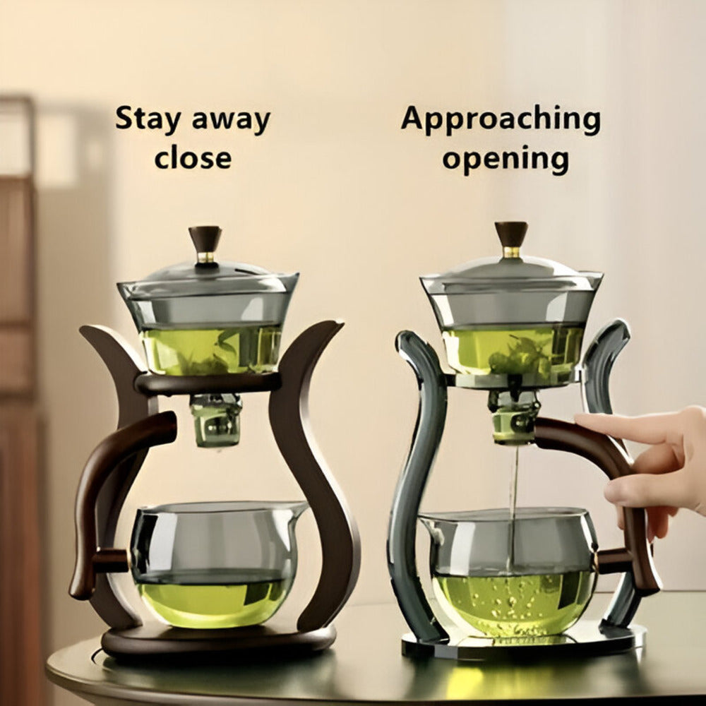 Artisan magnetische glazen theepotset met infuser druppelvrij ontwerp