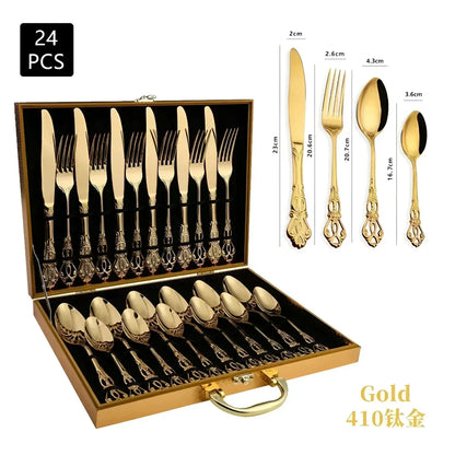 Aurique 24-delige Roestvrijstalen Bestekset Elegante Gegraveerde Eettafelset