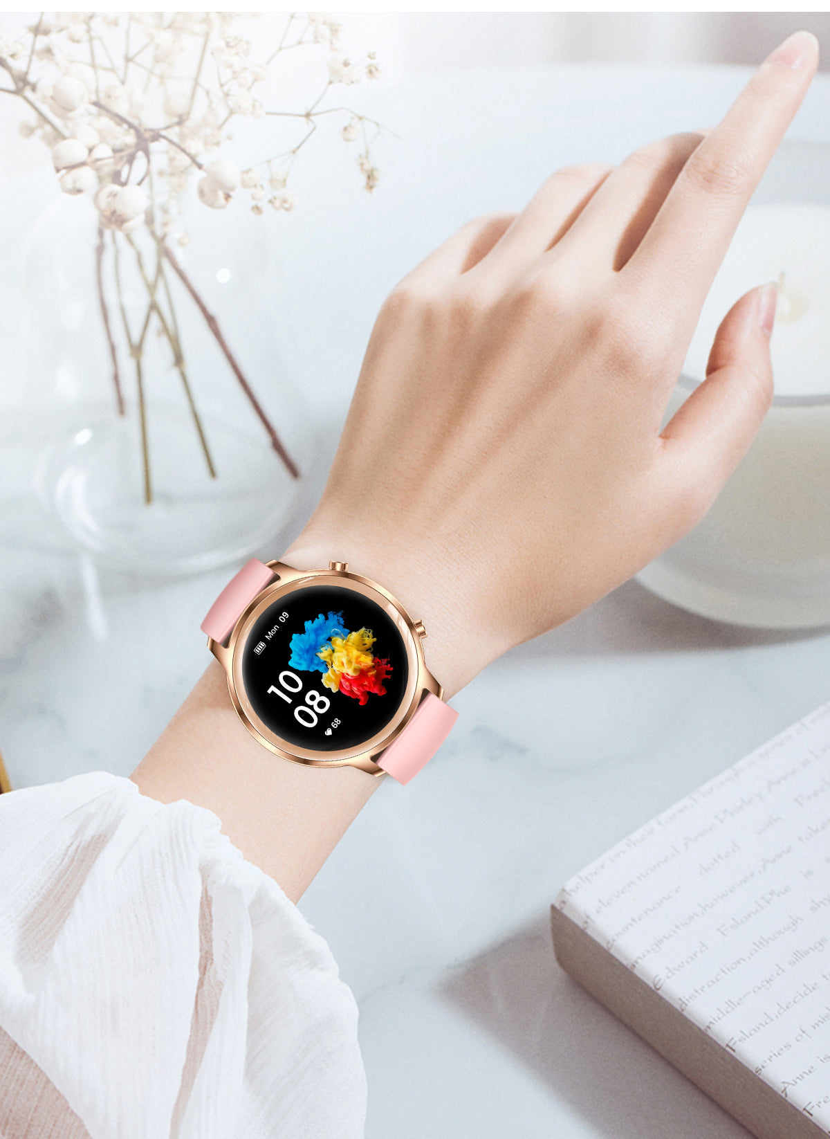 Aurora Dames Smartwatch Stijlvolle Fitness- en Notificatiehorloge