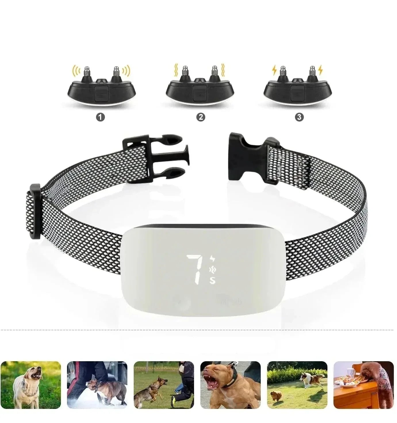 Automatische anti-blaf hondenhalsband oplaadbare waterdichte trainingshalsband voor alle rassen