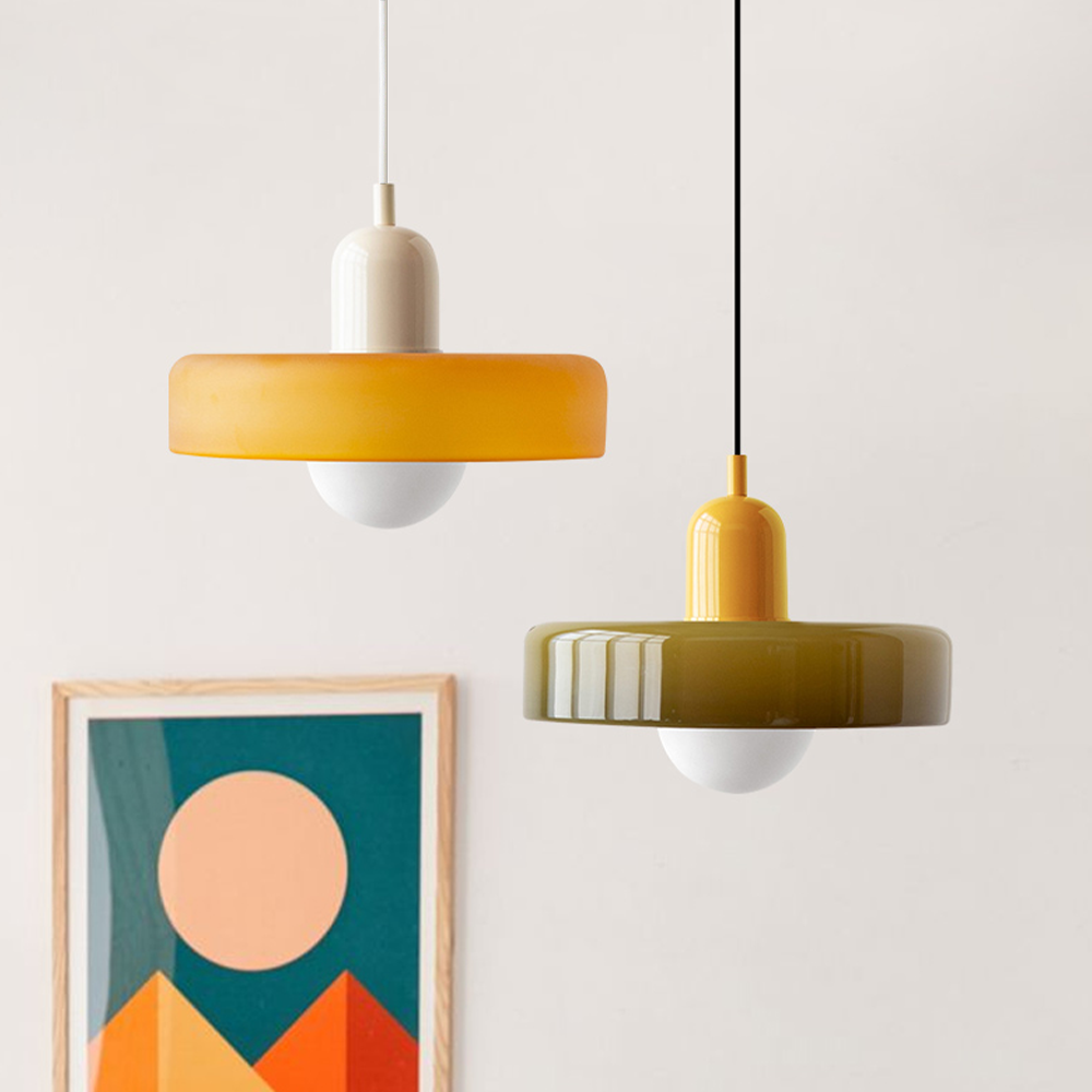 Bauhaus glazen hanglamp gekleurde hanglamp