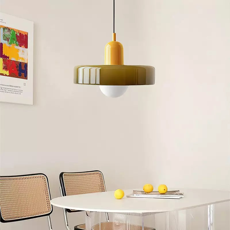 Bauhaus glazen hanglamp gekleurde hanglamp