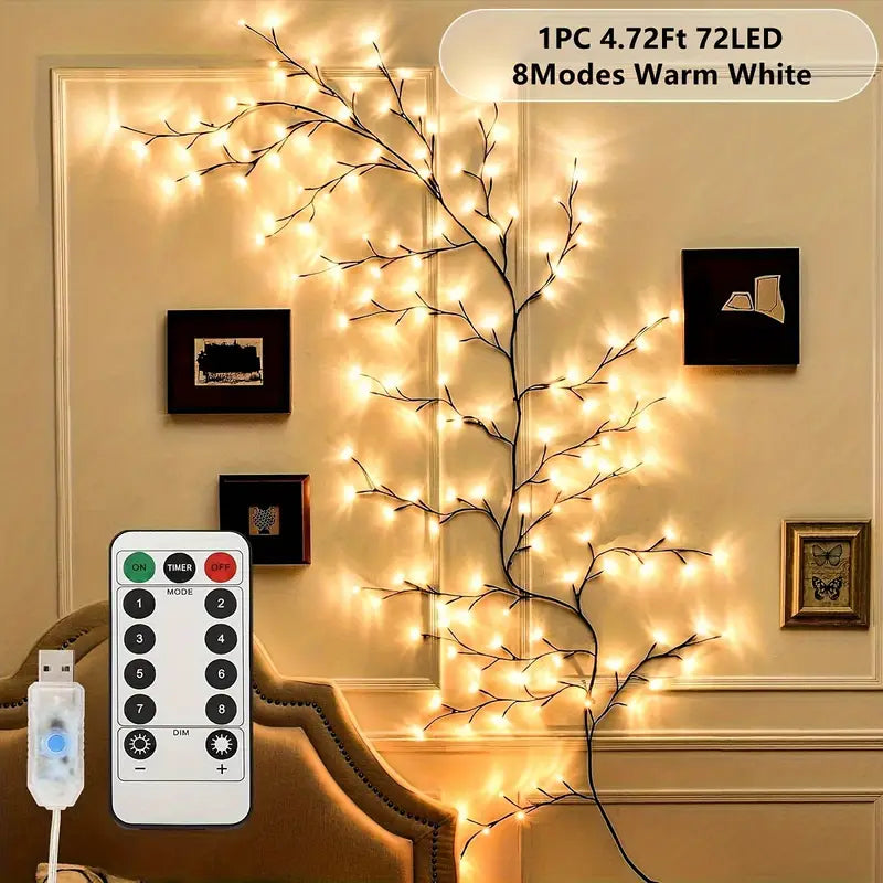 Buigzame Wilgen Tak LED Lamp – Decoratieve USB Boomlamp met 8 Modi