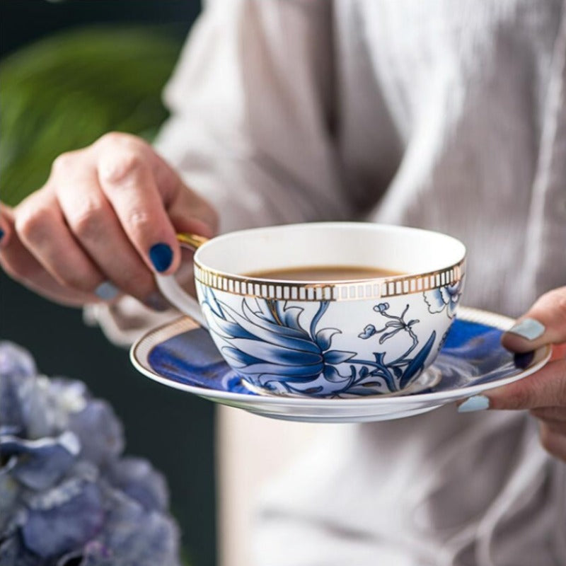 Blauwe Bloementhee voor Eén Porseleinen Theepot Kopjes Set