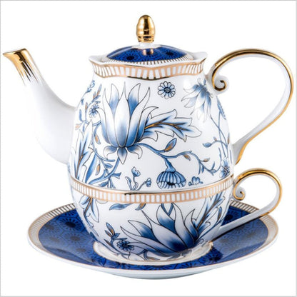 Blauwe Bloementhee voor Eén Porseleinen Theepot Kopjes Set